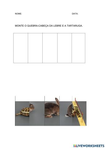 Quebra cabeça a lebre e a tartaruga