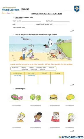 Movers progress test 1