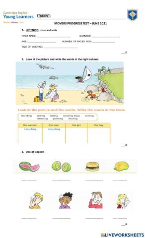 Movers progress test 1