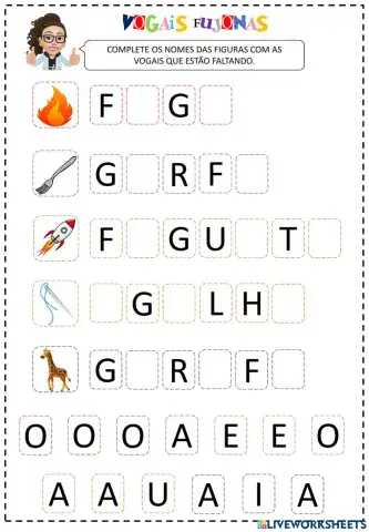 Vogais fujonas - letra g