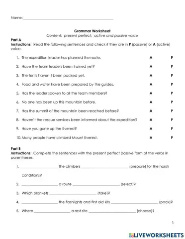 Present Perfect:  Active and Passive Voioce