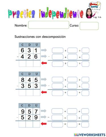 Sustracción descomposición