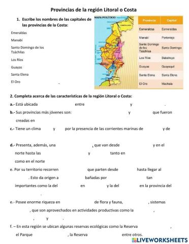 Provincias de la Costa