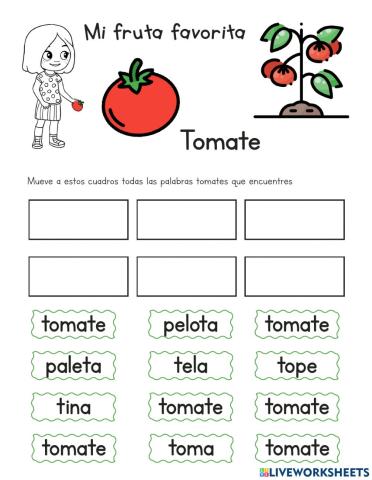 La letra T - la palabra tomate