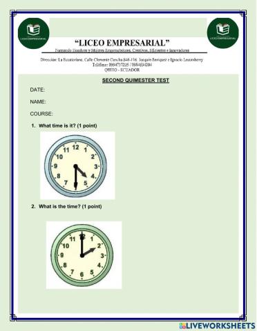 4to ebg second quimester test