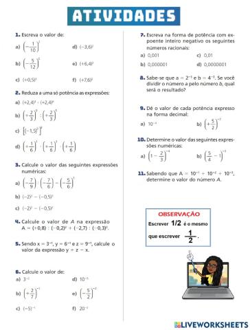 Potencia com números racionais