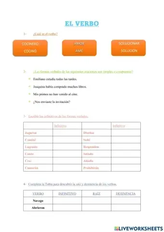 El verbo. Conjugación, raíz y desinencia