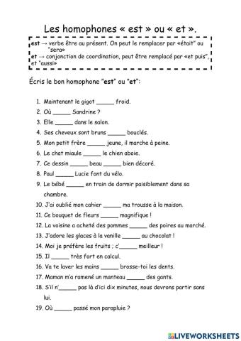 Homophones est - et