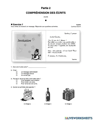 Compréhension des écrits 1.1