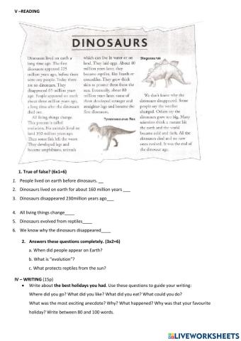 First Term Test KIDS 4- READING