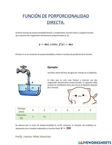 Función de proporcionalidad directa