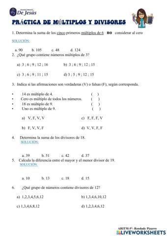 Multiplos y  divisores