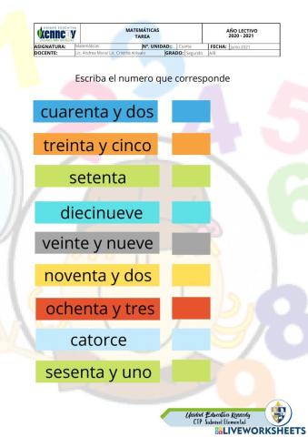 Escritura numeros