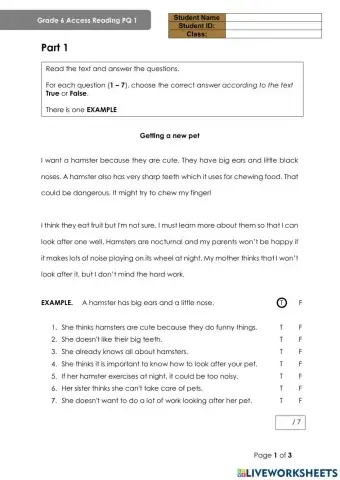 Access 6 - T3 - U8 - Reading Practice