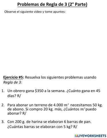 Problemas de Regla de 3 (2° Parte)