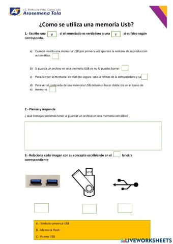 Actividad de memoria Usb