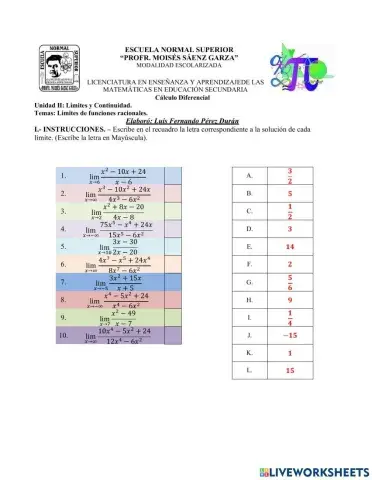 Límites de funciones Racionales