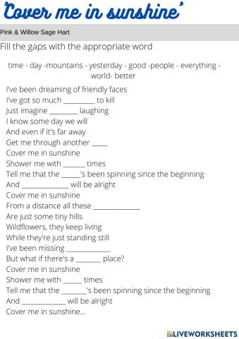 Cover me in sunshine