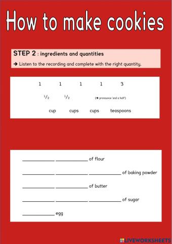 How to make cookies - ingredients and quantities