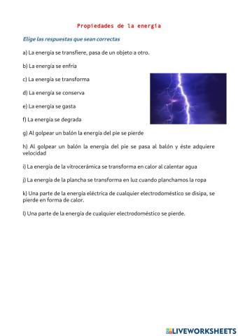 Propiedades de la energía