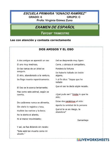 Comprensión lectora español