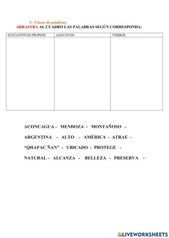 Clasificación de palabras