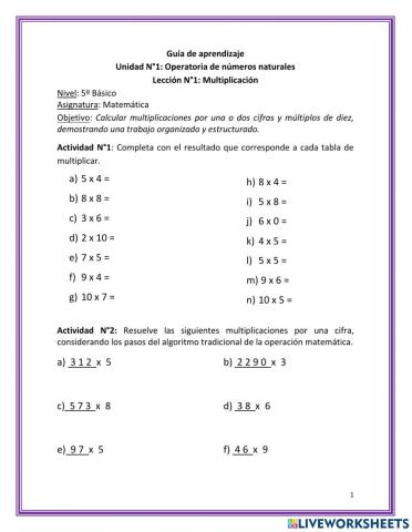 Repaso de multiplicaciones