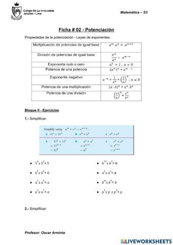 Potenciación 2 (propiedades)