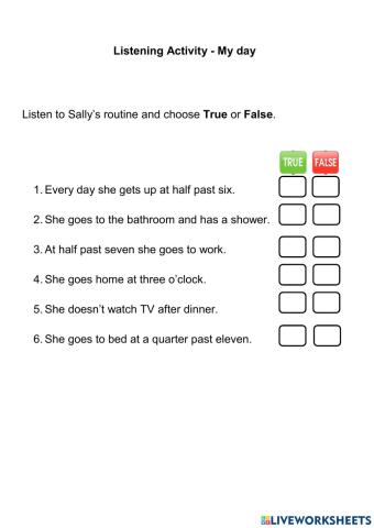 Listening activity - routine