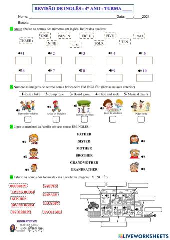4° ano - INGLÊS -REVISÃO - 07-06-21