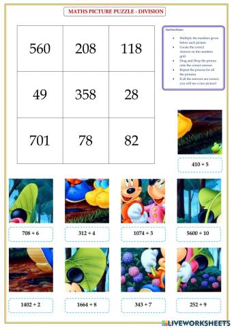 Maths Picture Puzzle - Division