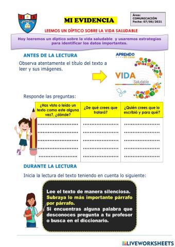 Leemos un díptico sobre la vida saludable