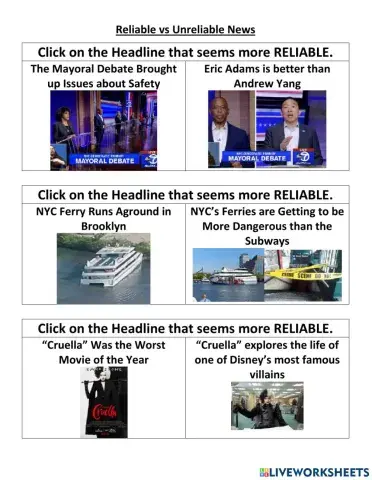 Reliable vs unreliable news