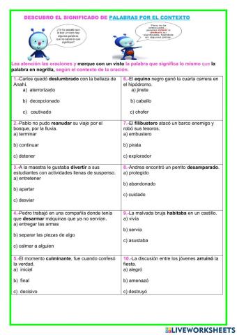 Palabras por el contexto