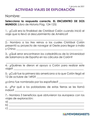 Actividad viajes de exploración