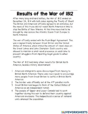 War 1812 results