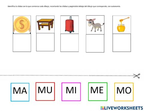 Identificar sílaba inicial con M
