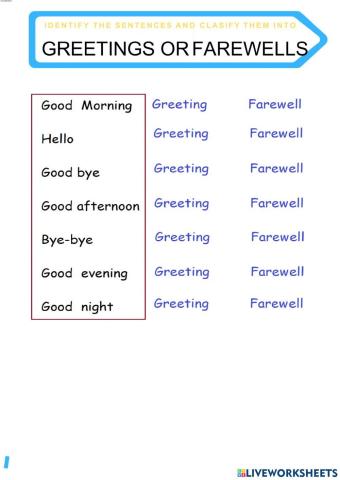 Greetings and farewells