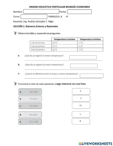 Lección: números enteros y racionales