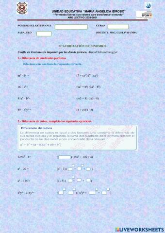 Factorización de binomio