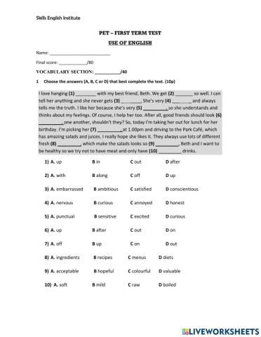 PET - Use of English TT1