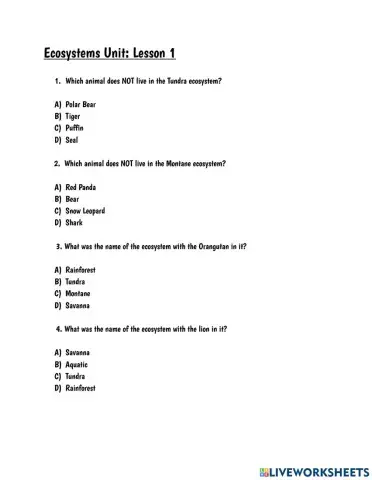 EcoSystems - Animal Habitat