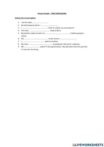 Adverbs of Frequency and Time expressions - Present Simple