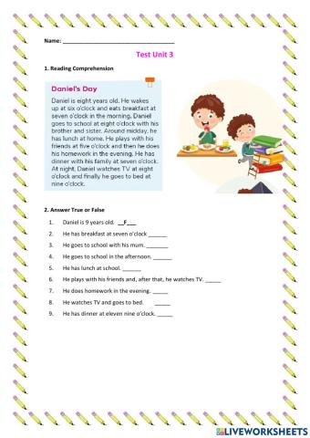 Reading- Daniel's Day