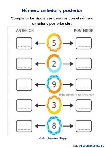 Números anterior y posterior