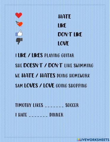 Likes and dislikes