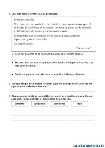 Repasa y Comprueba lo aprendido Tema 12 Lengua 4º