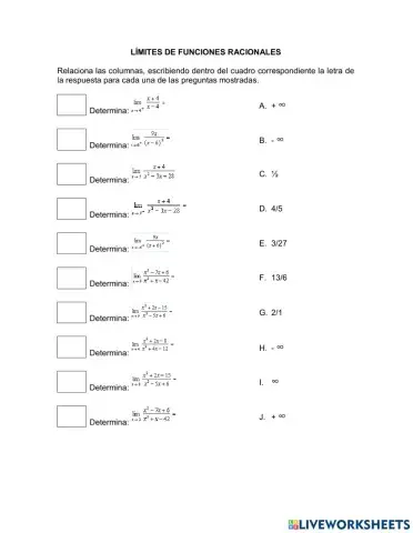 Límites de funciones racionales y con límites espaciales