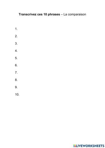 La comparaison - FLE