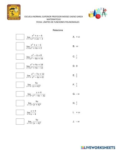Ficha Límites de funciones racionales